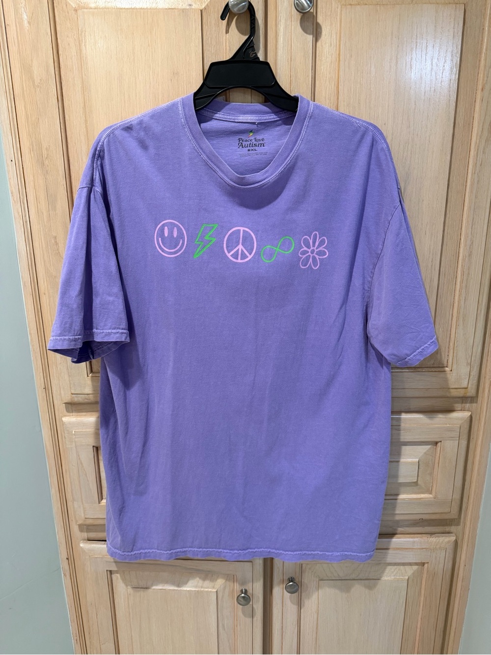PEACE LOVE AUTISM Lavender Graphic Short-Sleeve Tee